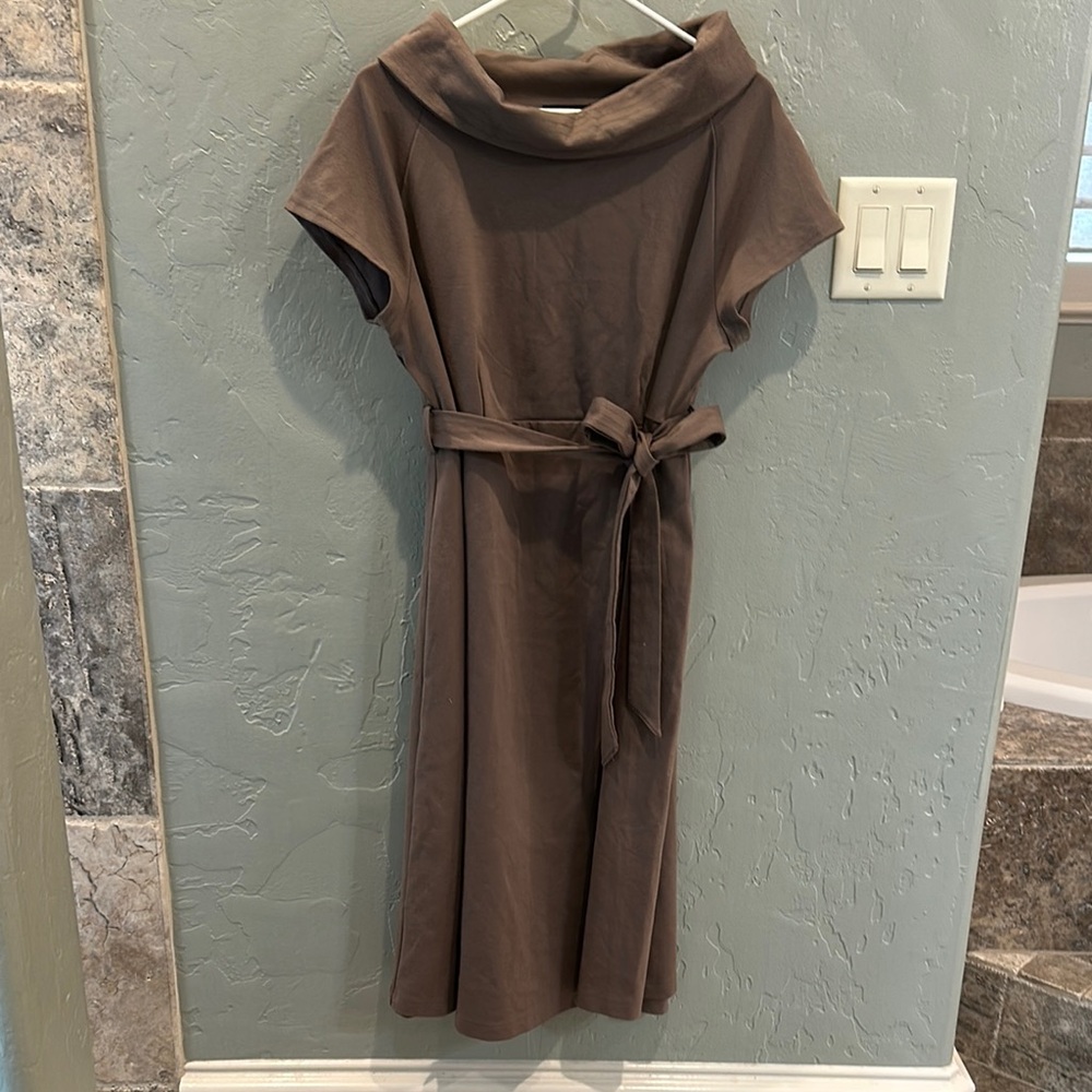 GAP Brown Cowl Neck Short Sleeve Maternity Midi Dress